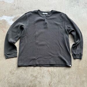 Outerknown Maritime Waffle Henley Shirt Men Size XL Heavyweight Thermal Gray
